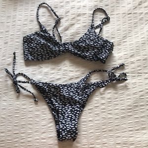black and white bikini